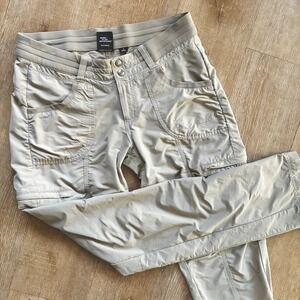 KUHL Womens Size 8 Reg Khaki Cargo Hiking Pants Convertible Travel Outdoor FLAW